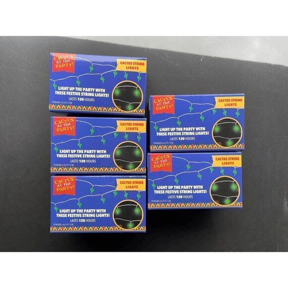 Cactus at the Party! Light Up Cactus String Lights Lot of 5 - Picture 1 of 1